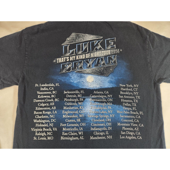 Sz S Luke Bryan 2014 Tour Shirt Thats My Kind of Night Short Sleeve Navy Size Sm - Picture 5 of 8